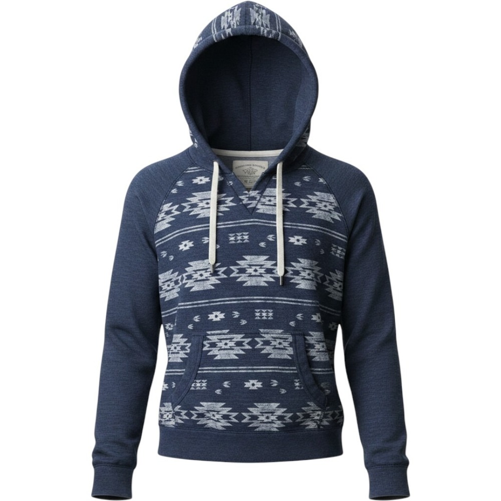 American Eagle Hoodie Mens Medium Blue‎ Aztec Tribal Southwest Pullover Fleece